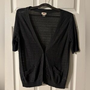 Mossimo Supply Co Charcoal Gray Short Sleeve Knit Cardigan XL